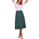 thumbnail image 2 of INSPIRE CHIC Falda Midi para Mujer Regreso a Clases Cintura Elástica Sólida Falda Acampanada en Línea A con Bolsillos Verde Militar S, 2 of 6
