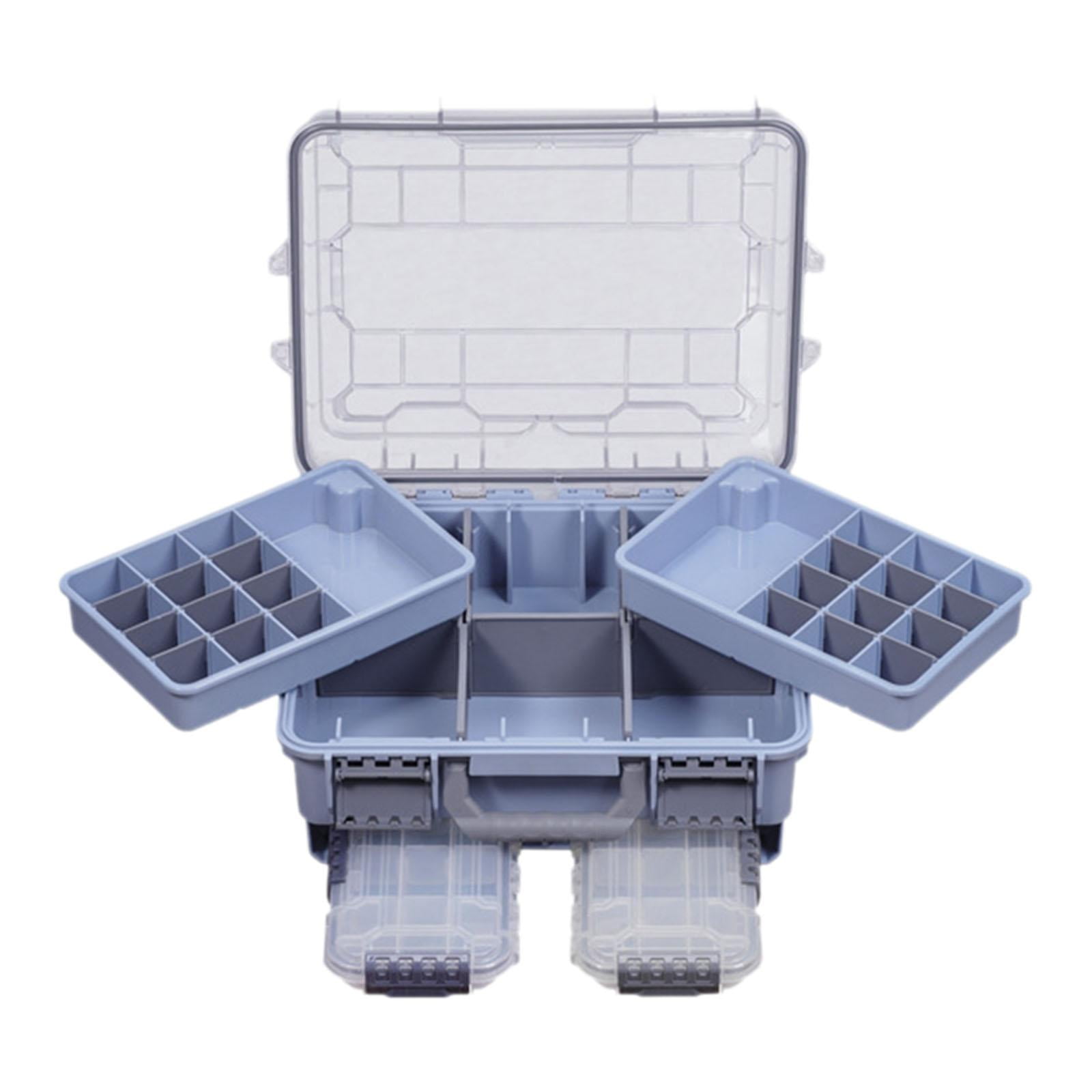 Magideal - Tackle De Pesca Organizador De Memoria De La Memoria -caja De Tool Para Líneas De Cebo Hook Implaz De Agua 3 Capas De Carcasa De Cebo Práctico De Múlt Azul