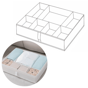 Genérica - Caja Blanco Organizadora De Ropa Multiuso 7 Divisiones 44X34X11Cm