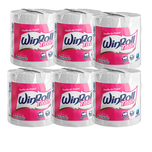 Toalla de Papel Winroll Titan 100 Metros Doble Hoja 6 unidades