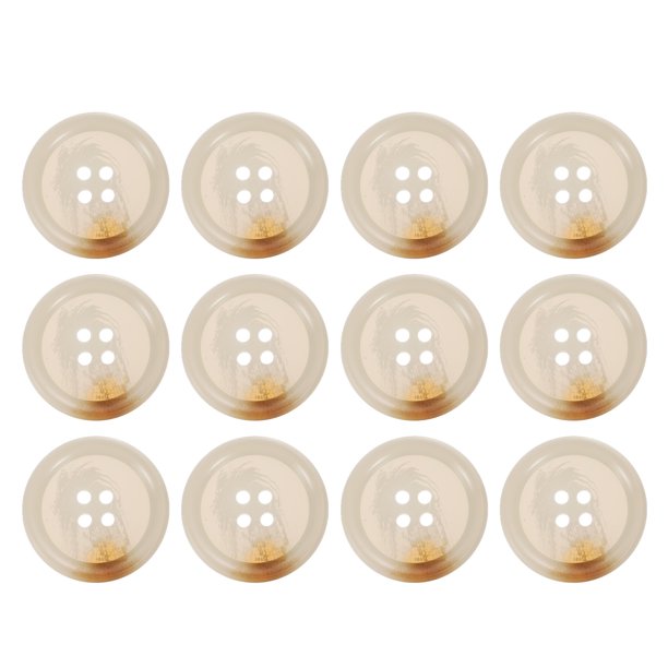 Uxcell 12Pcs Botón de Costura de Resina, 28mm 1 1/8 pulgadas 4 Agujeros Botones Redondos para Abrigo, Traje de Hombre, Ropa de Vestir, Caqui