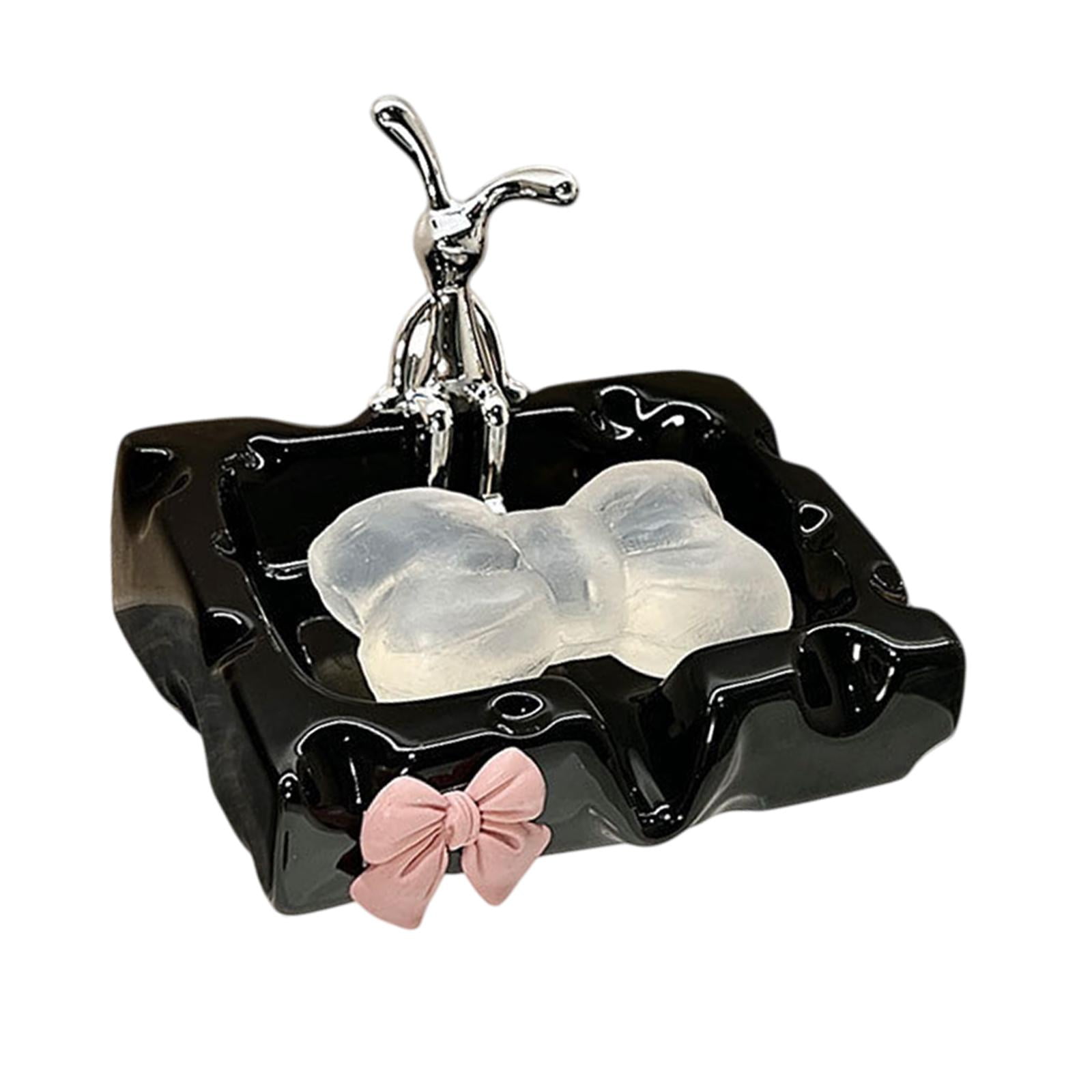 Magideal - Pelera De Jabón De Con Queso Temáticamente Con Una Figura De Elegantes Contenedores Decorativos Para La Bañera De Accesorios De Baño Negro