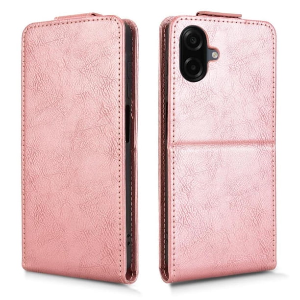 Funda tipo folio para Samsung galaxy A07 con soporte magnético y protección para la cámara Oro rosa