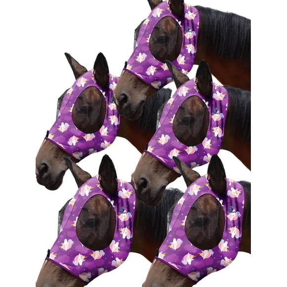 Máscara anti-moscas para caballo, paquete de 5, Mask-Tech, protección UV, talla grande