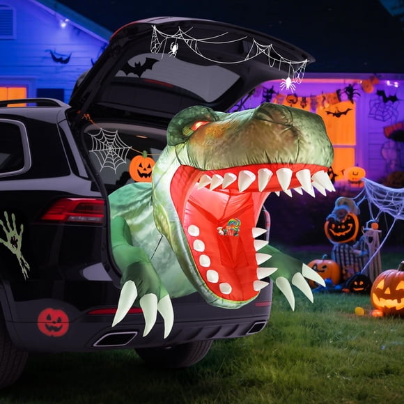 Dinosaurio inflable Aotiooy de 4 pies con LED para decoración de Halloween