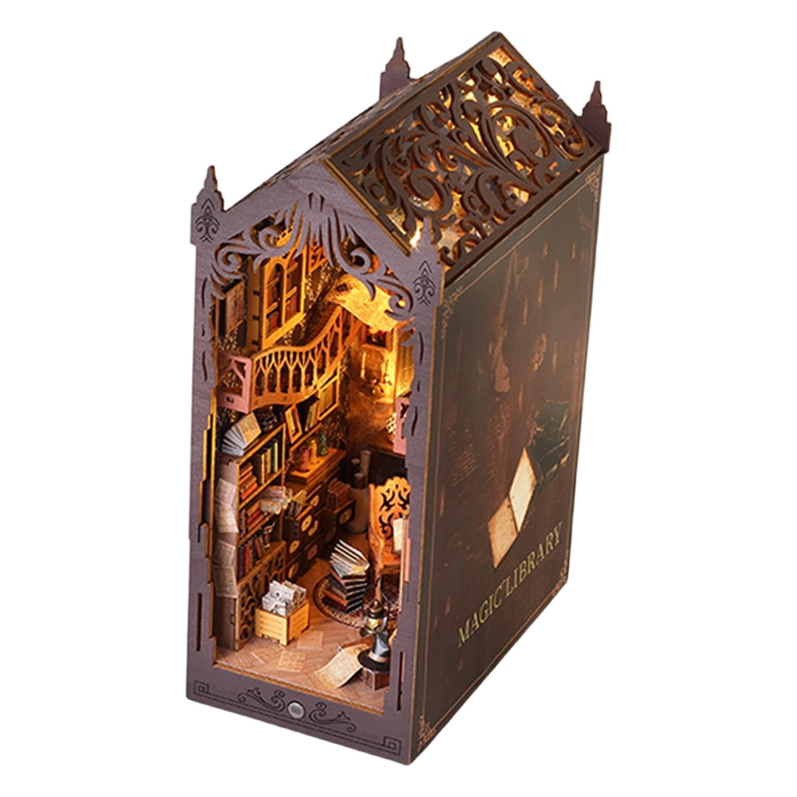 Magideal - Kit De Rincón De Libros Para Armar, Kit De Casa En Miniatura Para Armar Para Adultos Y Niños, Decoración Única Para Insertar, Librería, Rompecabezas,