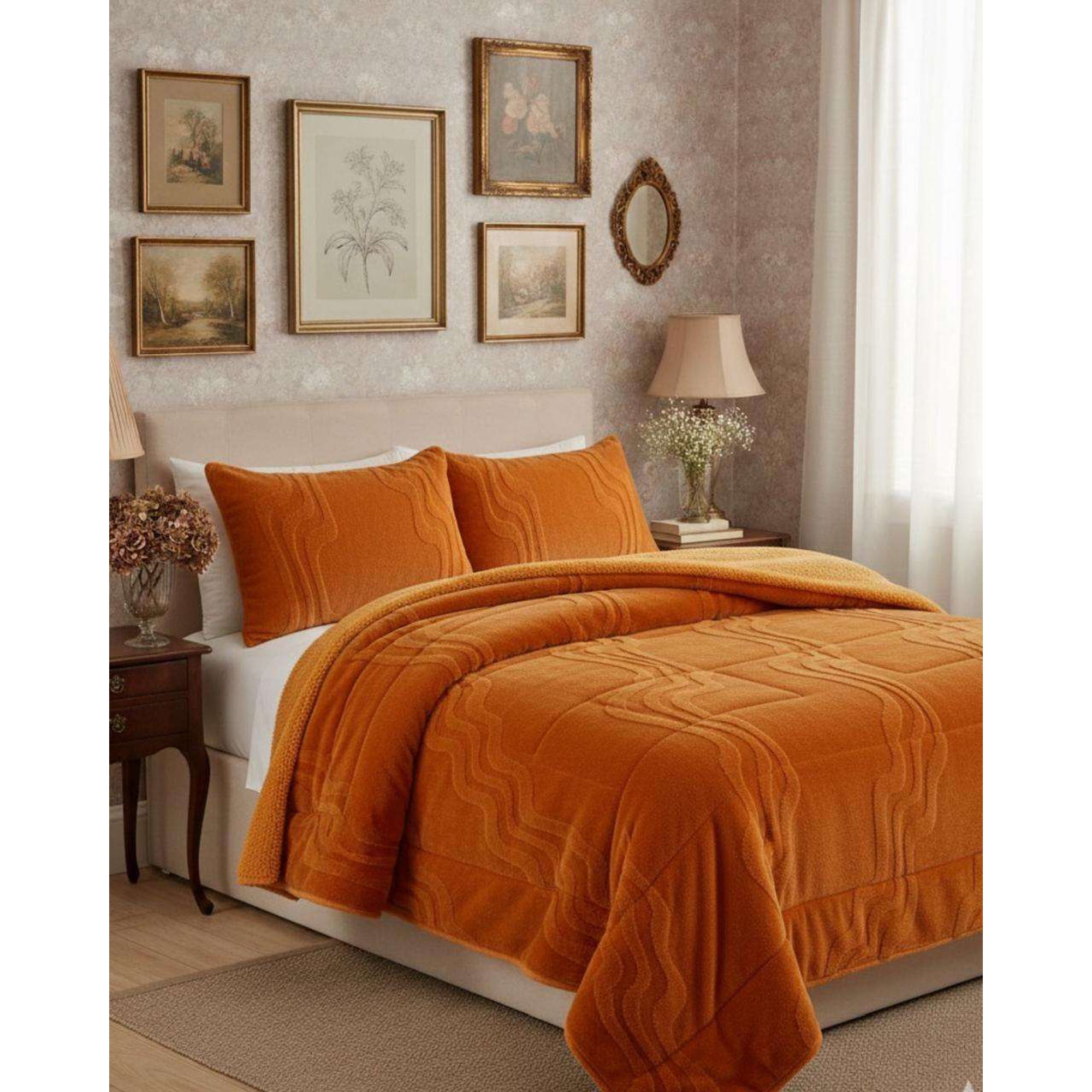 Fei Ya - Cubrecama De Invierno Con Chiporro King Naranja