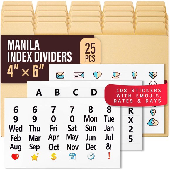 Divisores para tarjetas de índice OFFILICIOUS 4x6, paquete de 25