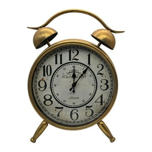 Fliperex - Reloj De Mesa Analogico Hierro Vintage Decorativo Dorado M Dorado
