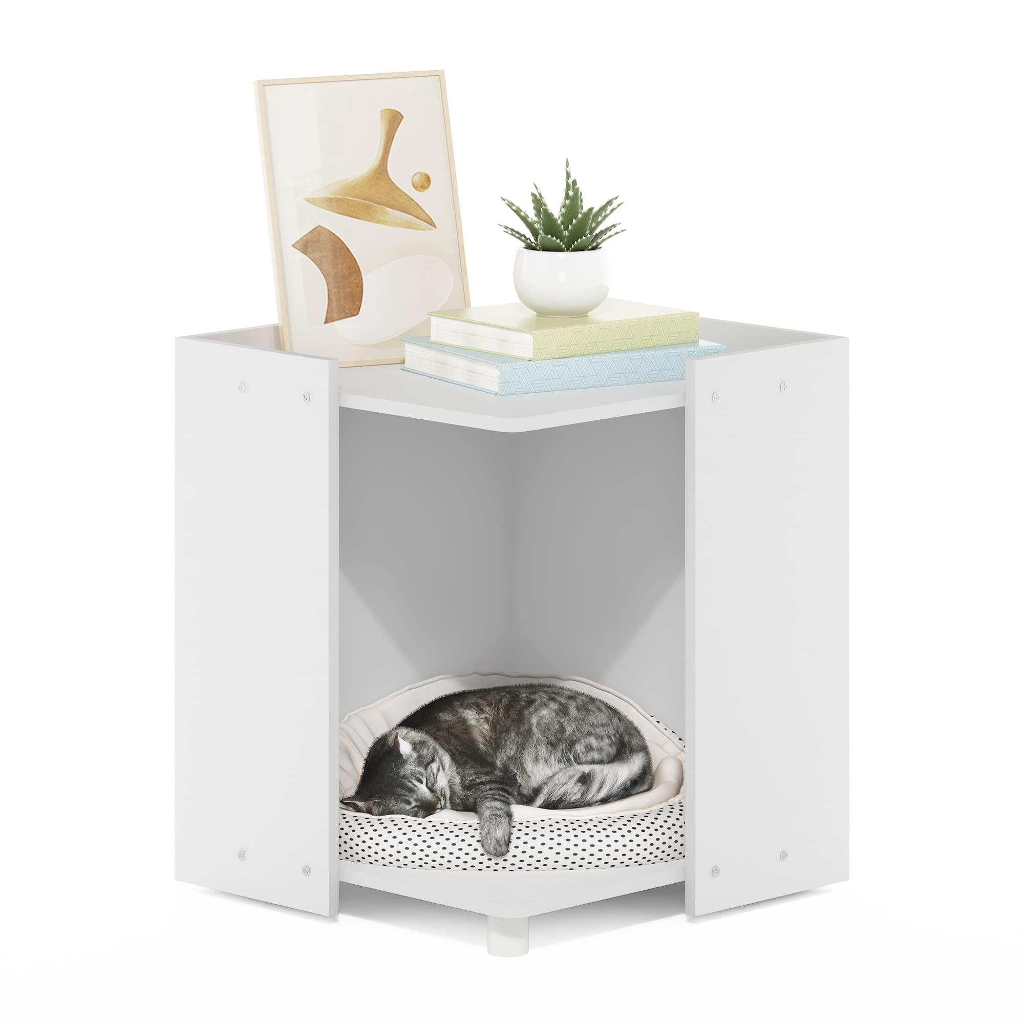 Caja De Arena Para Gatos Furinno Peli, Blanca Maciza, 35 Kg