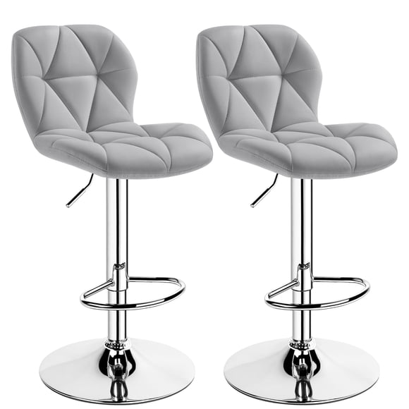 Juego de Taburetes de Bar Yaheetech Ajustables Piel Sintética Gris