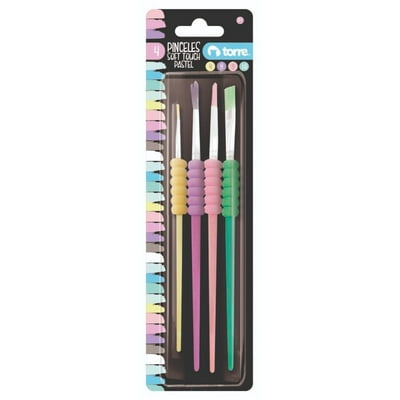 Set De 4 Pinceles Soft Touch Colores Pastel  Torre