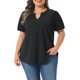 thumbnail image 1 of Agnes Orinda Blusas de Pascua para Mujer Tallas Grandes Cuello en V Bordado de Ojales Manga Abullonada Texturizada Moda Verano 2026 Blusa Casual Túnica 2X Negro, 1 of 6