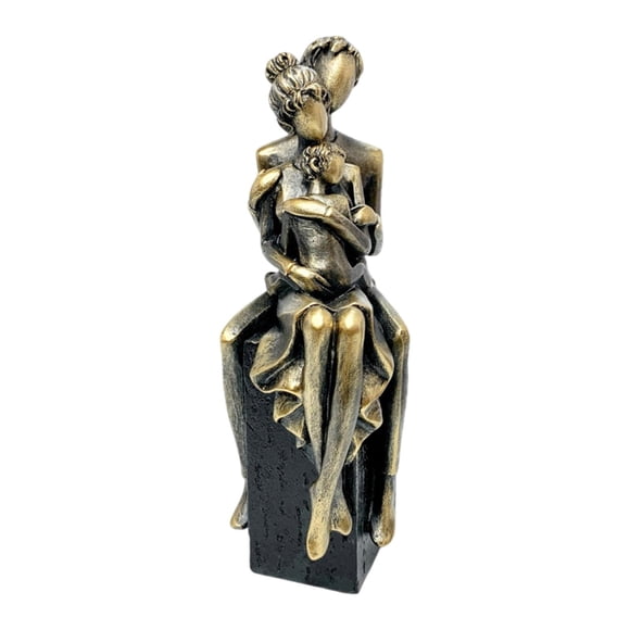 Escultura Familia De Tres, Pieza De Arte Moderno Rústica Para Estante, Mesa, Dormitorio, Negro Y Dorado