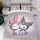 thumbnail image 4 of My Melody Conjunto de sábanas temático, trío de piezas, cómodo y amigable con la piel, diseño único, regalo de decoración para el hogar para familiares, amigos y fans,173cm *218cm, 4 of 6