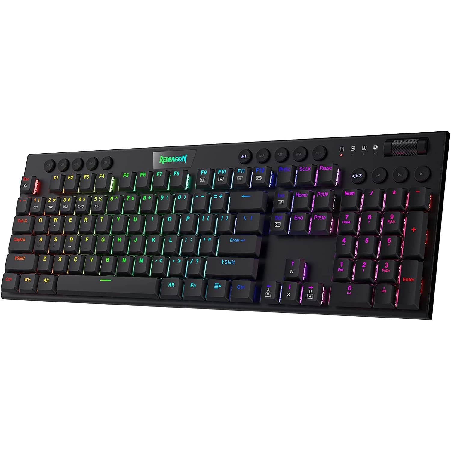 Teclado Mecánico Redragon Black Horus K618 Wireless Sp Red