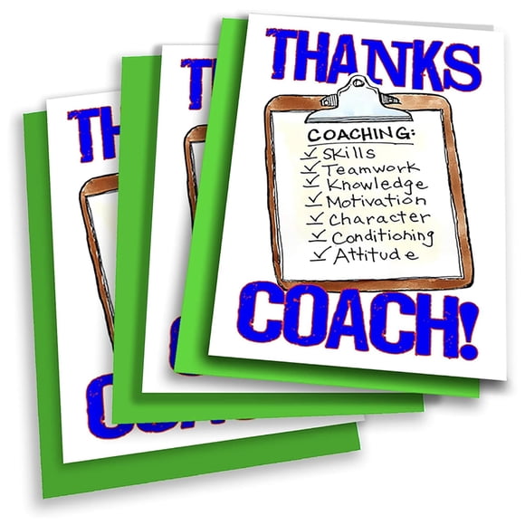 Tarjetas de Agradecimiento Juega Fuerte Gracias Entrenador Paquete de 3 5x7"