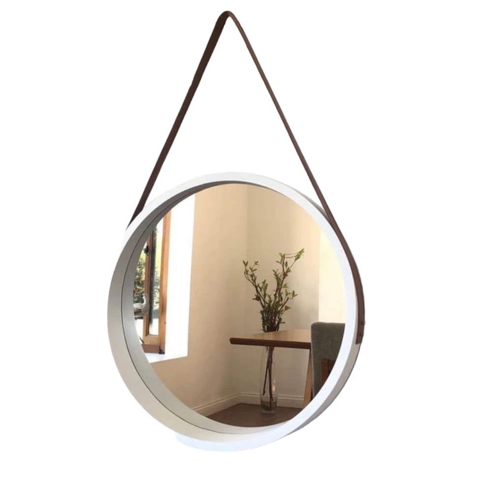 Espejo Circular Correa Blanco Taller Sin Fronteras
