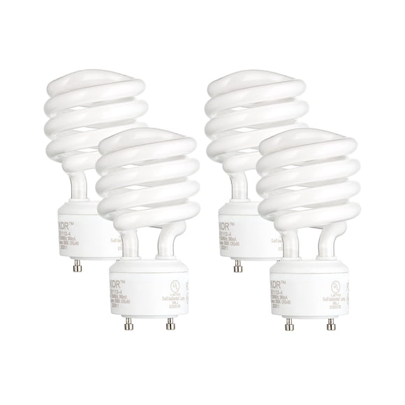 Bombilla CFL KOR, 23 W, 5000 K, base GU24 blanca brillante (paquete de 4)
