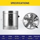 thumbnail image 5 of Ventilador en línea Simple Deluxe de 6 pulgadas, 110 V, 240 CFM, bajo nivel de ruido, plateado, 5 of 7
