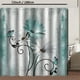 thumbnail image 4 of 1pc/3pcs, Rustic Farmhouse Shower Curtain Toilet Seat Bath Mat Set - Farm Teal Daisy Floral Flowers And Butterfly On Country Wooden Shower Curtain, Farm Teal Polyester Cloth Shower Curtain, Comes With, 4 of 4