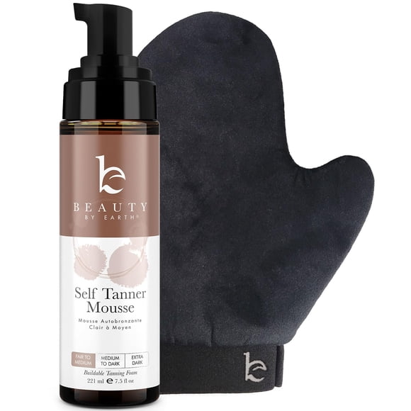 Kit de mousse autobronceadora Beauty by Earth con manopla