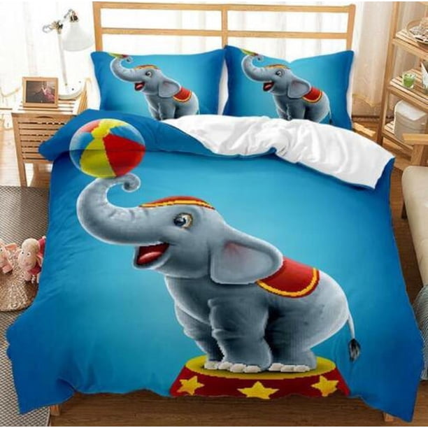 Wild Animal Giraffe Elephant Rhino Zebra Quilt Duvet Cover Set Bed Linen3-Piece Bedding Set (1 Duvet Cover + 2 Pillow Shams)