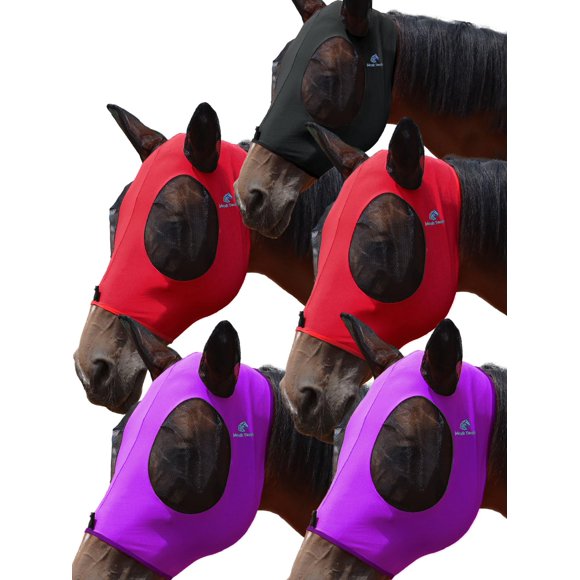 Máscaras antimoscas para caballo Mask-Tech, paquete de 5, protección UV, talla grande