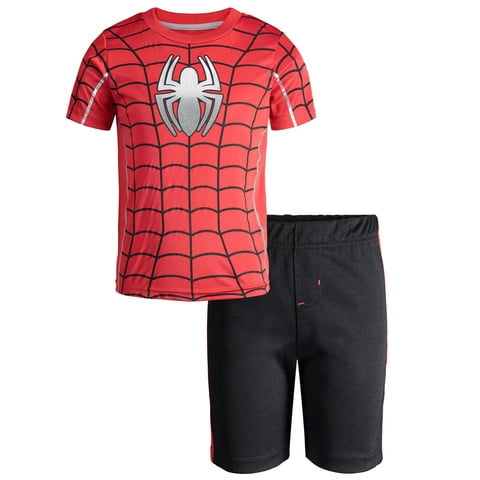 Conjunto Deportivo Infantil De Marvel Spider-Man Con Remera Y Shorts De Malla