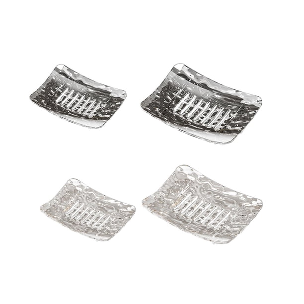 Juego De Jabonera Con Estuche Que Mantiene El Jabón Seco, Soporte Para Jabón Para Encimera De Ducha Y Baño, 2 Unidades Grandes Y 2 Unidades Pequeñas, Transparente Y Gris