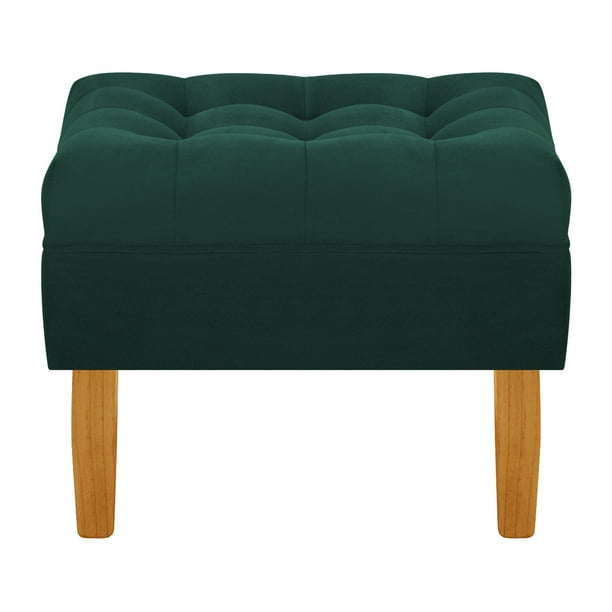 Pouf Wood 1c Felpa 04 Verde Botella