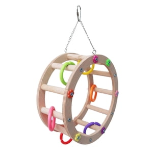 Ioensy - Soporte De Escalera De Madera, Juguete Colgante, Guacamayos, Pinzones Trepadores, Columpio, Rueda De Pájaros, Juguete De 22Cm De Diámetro