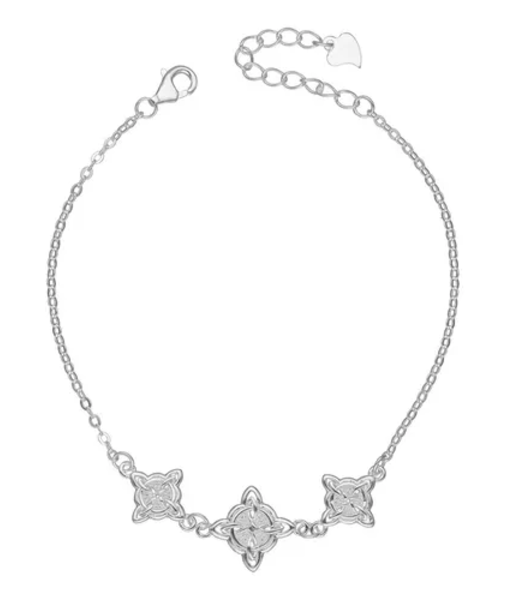 Genérico - Pulsera Triple Nudo Brujas Plata Fina Protección