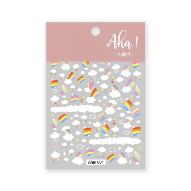 1 Sheet Sticker Nail Sticker, Cartoon Cute Rabbit Rainbow Coffee Bear Glue Nail Sticker Nail Decals