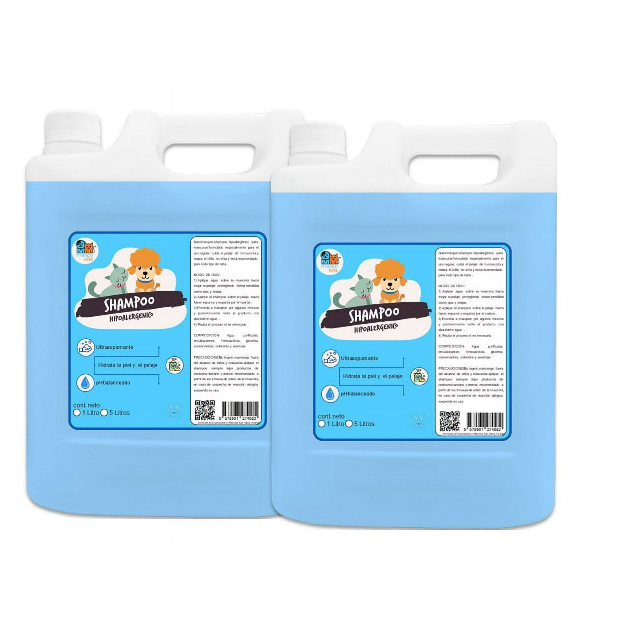 Mascokits - Pack 2 Shampoo Hipoalergénico 5 Litros P/ Perros & Mascotas