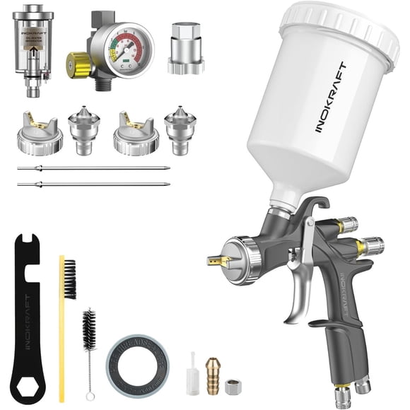 Pistola de Pintar InoKraft D1 LVLP Kit 600ml 1.31.51.7mm