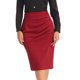 thumbnail image 1 of INSPIRE CHIC Falda lápiz elástica de cintura alta con fruncidos para mujer, falda midi ajustada para el trabajo, talla M, rojo oscuro, 1 of 6