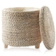 thumbnail image 1 of Otomana de almacenamiento Casafield 17, redonda, encalada, con forma de jacinto, 1 of 7