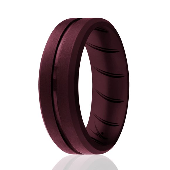 Anillo ROQ Silicone Wedding BR Middle Line Basic-Bordo 15 mm