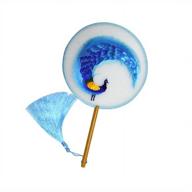 1pc Embroidery Crafts Double-sided Embroidery Group Fan Palace Fan Handmade Fan Ancient Style Tourist Spot Photo Props Dance Double-sided Embroidery Fan