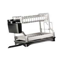 Magideal - Escurridor De Platos Con 2 Niveles, Estante Para Guardar Platos, Ahorro De Espacio Con Soporte Para Utensilios, Escurridor De Platos, Organizador Para