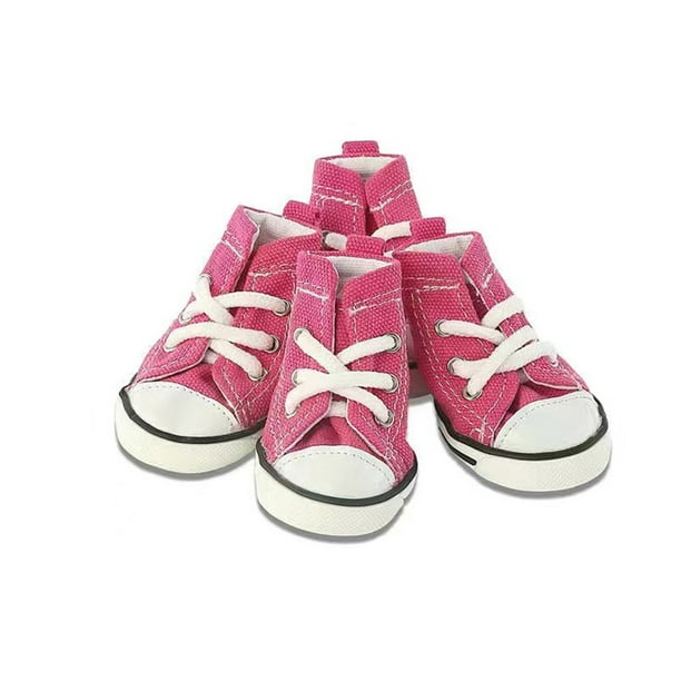 Zapatos Para Perros De Compañía, 4 Zapatillas Deportivas De Lona Para Cachorros, Paseos Al Aire Libre, Fundas Protectoras Para Patas De Perro Para Deportes Y Carreteras Calientes