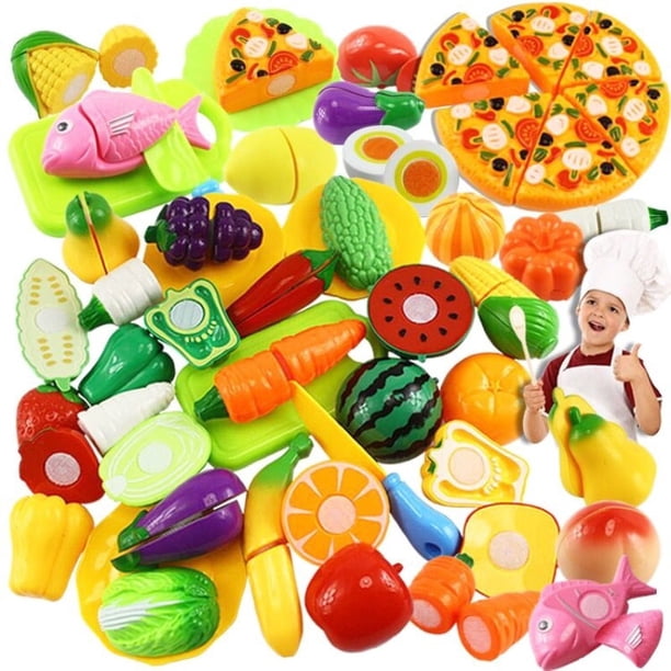 20pcs/set Kitchen Food Toys, Fruits Vegetables Cutting Toy, Reusable Pretend Kitchen Kids Toys