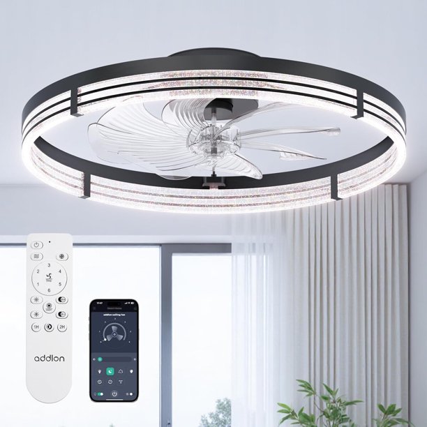 Ventilador de Techo Addlon de 24 Pulgadas de Bajo Perfil con Luz LED y Control Remoto