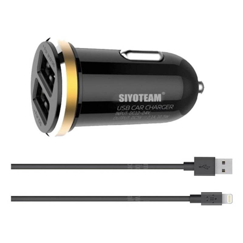 Oem - Cargador Siyoteam De Auto Dlc22 + Lightning No Mfi Negro