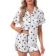 thumbnail image 1 of INSPIRE CHIC Conjunto de Pijama de Satén para Mujer Regreso a Clases Suave Manga Corta con Botones Ropa de Dormir con Bolsillo en el Pecho y Pantalones Cortos para Primavera Verano S Blanco-Puntos, 1 of 6