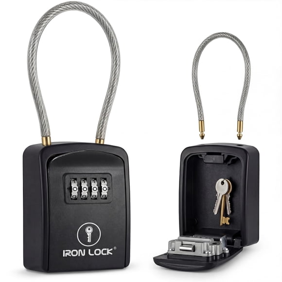 Caja de Seguridad para Llaves con Candado de Hierro y Cable Negro