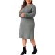thumbnail image 3 of Agnes Orinda Disfraces de Halloween Vestido Suéter para Mujer de Talla Grande Cuello Redondo Manga Larga Tejido de Punto Vestidos Suéter de Otoño Invierno 2X Gris, 3 of 5
