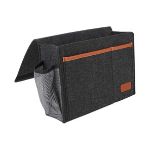 Magideal - Bolsa Organizadora De Mesita De Noche Con Bolsillos Versátiles Y Función Para Colgar Libros, Gafas, Teléfono Celular, Control Remoto Para Dormitorio, Gris Oscuro