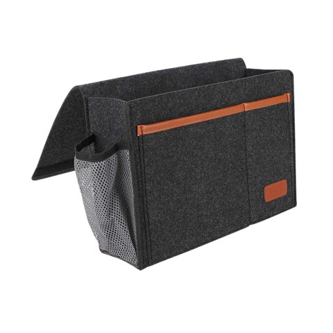 Magideal - Bolsa Organizadora De Mesita De Noche Con Bolsillos Versátiles Y Función Para Colgar Libros, Gafas, Teléfono Celular, Control Remoto Para Dormitorio, Gris Oscuro
